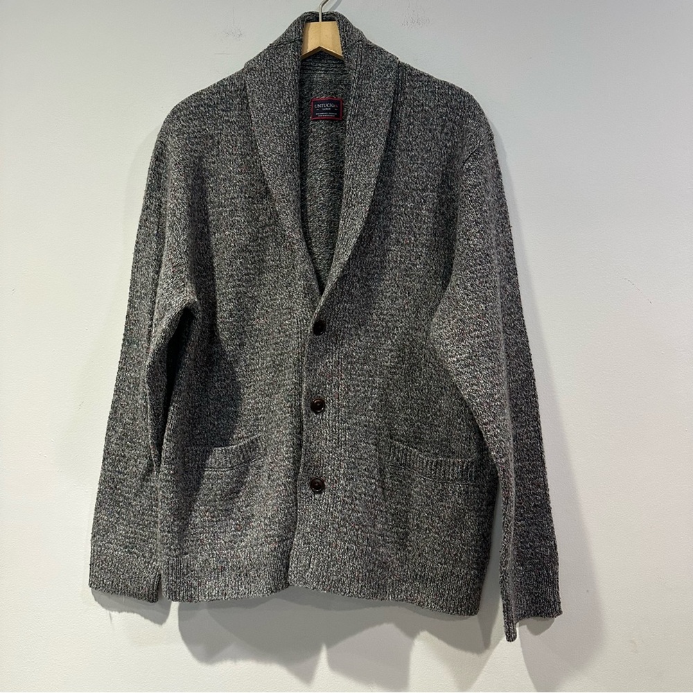 Untuckit Shawl Collar Wool Sweater Men's Gray Speckled Van Douzer
